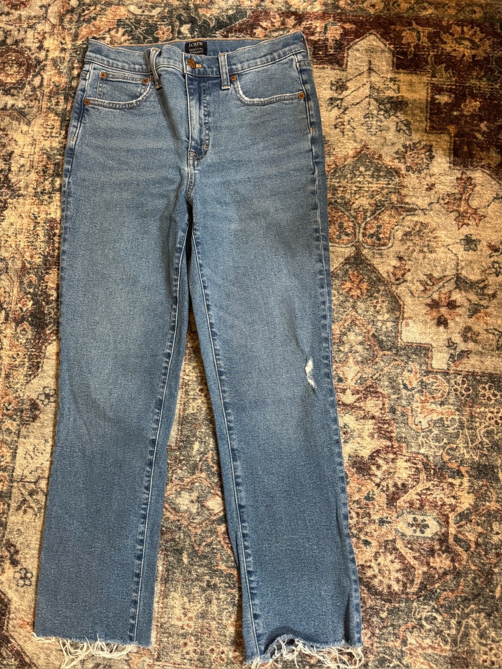 J crew Blue High-Rise Straight Jeans